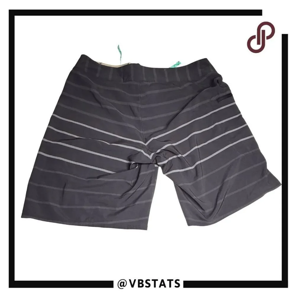Patagonia Men's Striped Drawstring Surfing Swim Board Shorts Black Gray Size 34‎